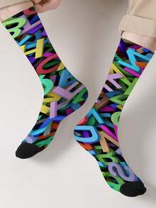1 paire de chaussettes colorées imprimées à 360° sur le thème de la nouveauté, design unisexe - idéal pour la mode, le style personnalisé et le streetwear - Multicolore - Voir 11