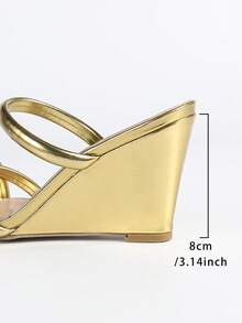 Damen Mode luxuriöse elegante goldene Kreuz-Riemen Rund Zeh Mule Plateau High Heel Sandalen 8CM, metallischer Charme glamouröse Abend Party Resort Strand Outdoor Alltag Trage Sandalen - Gold - Übersicht 9