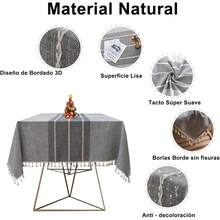 XL Mantel para Mesa Rectangular - Mantel Navideño Rectangular, 140 * 180 Manteles de Mesa Bordado Cosido, Manteles a Prueba de Polvo para Hogar, Restaurante, Hotel (Gris, 4-6 Asiento) - Café 180*140cm - Ver 10