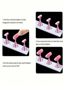 1pc Magnetic Acrylic Nail Display Stand - Fake Nail Practice Holder - Manicure Training Storage Rack - Multicolor - View 3