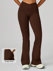 MASKERT Damen Sport Leggings, Yoga Hosen, formend, geeignet für Laufen, Fitness, Zuhause, Pendeln und Lässig Sport. Bequem und hautfreundlich, vielseitig. - Kaffeebraun - Übersicht 1