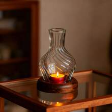 1pc Vintage Glass Candle Holder, Elegant Windproof Design With Round Tealight Tray, Perfect For Christmas, Valentine's Day, Easter, Ramadan, St. Patrick's Day Tabletop Decor, Retro Home Accent - Multicolor - View 4