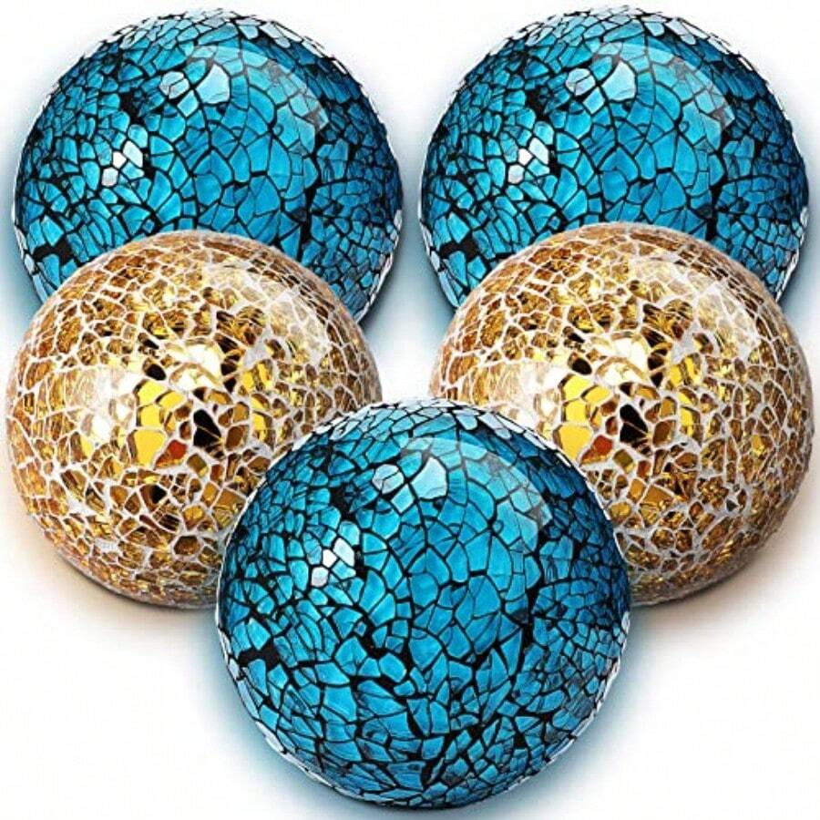 Fireplace Decorative Glass Balls - 藍色和金色 - 查看 1