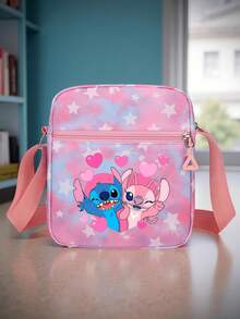 1个装 缝线图案轻便斜挎包，配有可拆卸肩带 - 甜美风格缝线印花和拉链封口，休闲可爱单肩包，适合旅行、通勤、日常使用，涤纶衬里