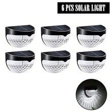 Conjunto de 6 luzes solares externas para cerca, deck e parede, com função liga/desliga automática, design durável em plástico resistente às intempéries, bateria de 600mAh e suporte semi-embutido. Ideais para cercas, pátios, quintais, degraus de garagem, escadas e iluminação solar para cercas. - Casca Preta - Ver 14