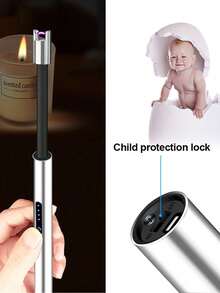 2-Pack USB-C Rechargeable Arc Lighters, Windproof & Flameless With 360° Flexible Neck For Grill, Camping, Kitchen, Fireplace, Candles - 黑色銀色 - 查看 8