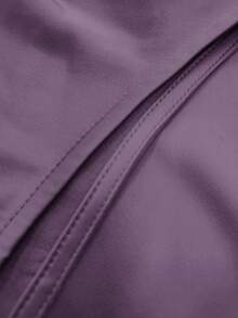 SUNSTORY Women's Fashion Silk Color Block High Neck Backless Bow Tie Sleeveless Maxi Dress, Suitable For Dates, Vacations, Birthdays, Parties, Autumn - Purple - View 5