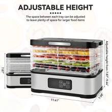 SUSTEAS Food Dehydrator Food Dryer 95-158°F Five-Layer Space Placement Dishwasher For Drying Fruits, Meats, And Vegetables - 美規A型插(110-127V) - 查看 8