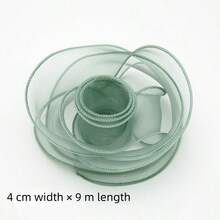 1 Roll 9M Satin Ribbon, Edged Flower Wreath Packaging Ribbon, Bow Making Material, Gift Wrapping Ribbon, Multiple Colors (Champagne, Misty Blue, White, Light Blue, Burgundy, Olive Green, Rust Red), Suitable For Wedding, Valentine's Day, Mother's Day, Birthday, Christmas And Other Party Decorations - Grass Green - View 2