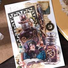 have a good day 10张/包复古羽毛笔主题贴纸，创意美学贴纸，DIY剪贴簿工艺材料，节日礼物，个性化贴纸相册学习用品剪贴簿用品文具 - 彩色 - 查看 10