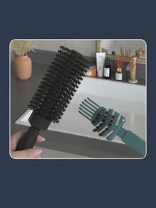 1pc Comb Cleaning Brush, Nail Cleaner Tool, Curling Hair Pad, Air Cushion Comb Cleaner, Mini Depilator Brush, Comb Cleaner - With Plastic Handle, Easy To Remove Dirt And Dust - Built-In Beauty Tools, Simple Cleaning And Maintenance Tool, Comb Cleaning Brush - Minimalist Japanese Hollow Cleaning Curling Massage Cleaner, Hair Cleaner - Multicolor - View 3