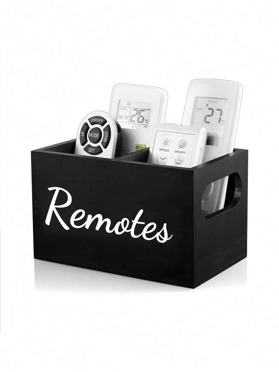 Caja de almacenamiento de control remoto de doble ranura, adecuada para guardar controles remotos, cosméticos y artículos de papelería. Organizador de control remoto de TV, caja de control remoto de madera, se puede colocar en mesas de noche, salas de estar, oficinas, etc., adecuada tanto para hombres como para mujeres, accesorios de decoración del hogar y baño.