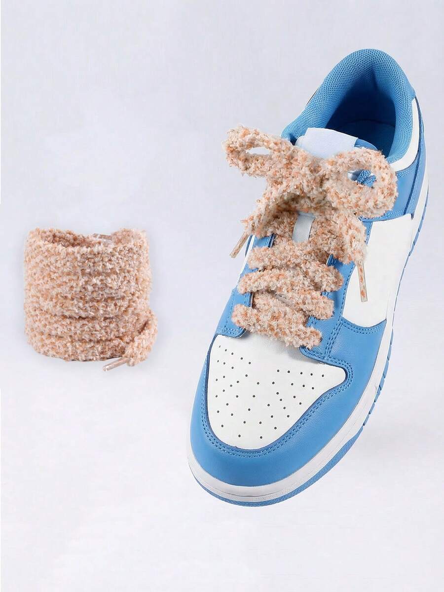 Women's Plush Fuzzy Shoelaces Flat Soft Fluffy Chunky Shoe Laces Thick Strings For Sneakers And Casual Shoes - Quả óc chó - Xem 1