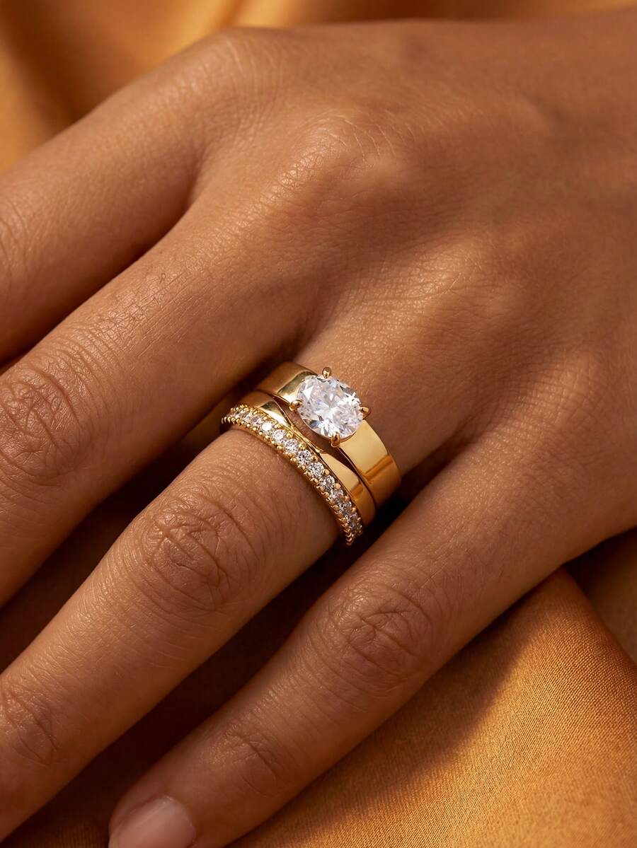 1pc Vintage 925 Sterling Silver 4-Claw Oval Ring, Romantic & Elegant Women's Jewelry Gift, Suitable For Holidays, Birthdays, Christmas - 四爪橢圓形戒指 - 查看 1