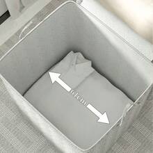 Bolsa de Armazenamento de Tecido Trançado de Grande Capacidade com Fechamento de Zíper e Alça Reforçada, Armazenamento à Prova de Poeira Dobrável para Quarto/Sala de Estar/Lavanderia/Dormitório, Adequado para Organizar Edredons/Cobertores/Roupas/Brinquedos/Itens Domésticos, Solução de Armazenamento Doméstico Economizadora de Espaço - Cinza - Visão 8