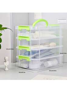 4-Layer Stackable Transparent Plastic Storage Box With Lid - Portable Large Capacity Container, Suitable For Home And Office, Can Be Used For Toys, Snacks, Etc.