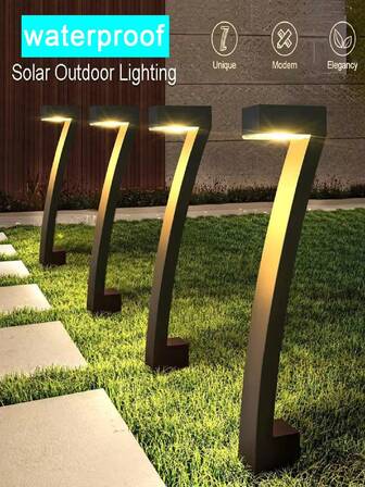 Artistic "7" Shaped Solar Light – Auto Sensor Outdoor Decoration Lamp | 18inch/45cm IP65 Waterproof, Soft Glow For Driveway/Lawn/Walkway/Patio, Energy-Efficient & Lighting