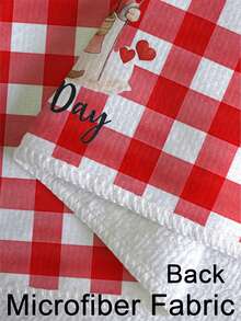 2 Pcs Valentine's Day Kitchen Towels, Pink Heart Shaped Valentine's Day Restaurant Decoration Dish Towels Dwarf Bear Kitchen Bathroom Party Decoration Hand Towels - Red and White - View 7