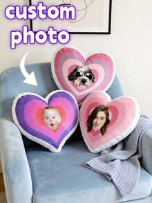 1个定制心形照片抱枕 - 个性化照片，浪漫情侣纪念品，温馨家居装饰，情人节、周年纪念日、生日、圣诞节、订婚礼物 - 彩色 - 查看 2