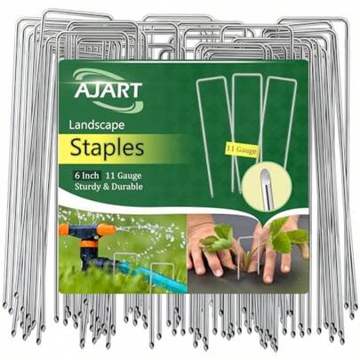 AJART - Estacas de jardín reutilizables de 6 pulgadas de acero galvanizado para césped artificial tiendas de campaña y cubierta del piso 50 unidades