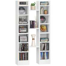 HEXCELEN CD Shelf, 14-Tier Open CD Stand, Two-Piece Media Shelf, Freestanding Shelf, Stand Or Display Case, For Living Room, Study, 17 X 20 X 213 Cm, White - 白色 - 查看 8