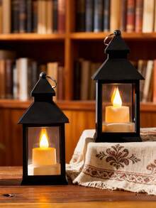 1个北欧风蜡烛灯，圣诞六边形灯笼，LED电子蜡烛，小型夜灯，复古烛台装饰，适用于万圣节、圣诞节、感恩节、情人节、斋月等节日，日常礼物 - 暖白光 - 查看 3