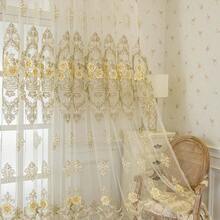 1 pieza Cortina de gasa bordada de alta precisión y perforada