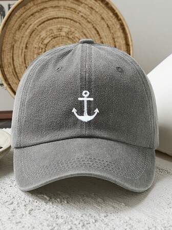 1pc Anchor Embroidered Baseball Cap, Fashionable And Lightweight, Suitable For Outdoor Activities