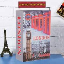 1 pieza Caja fuerte de libro creativa, caja fuerte oculta con cerradura de llave con diseños de Torre de Pisa, coche, Big Ben en tamaño pequeño/mediano/grande, caja fuerte de almacenamiento mini realista, adecuada para oficina, dormitorio, almacenamiento decorativo - El Gran Ben - Ver 5