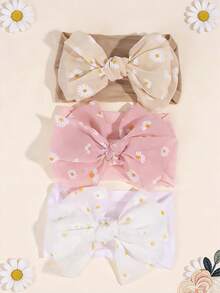 3pcs Flowers Bow Headband,Tulle Breathable And Comfortable Hair Band,Fashion Hair Accessories For Baby Infont Newborn Daily Wear
