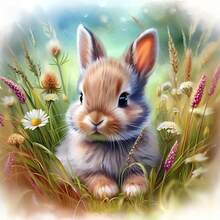 1件装 [11.8*11.8英寸/15.7*15.7英寸] 5D亚克力钻石画套装，可爱兔子图案，适合成人初学者DIY马赛克钻石画，全钻手工DIY钻石画，适用于客厅、卧室、办公室墙面装饰，惊喜艺术家居装饰礼物，送给家人和朋友 - 彩色 - 查看 7