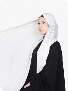 1pc Women Classic Solid Color Long Shawl, Elegant Casual Fringed Scarf, Premium Knitted Modal Jersey Hijab, Turban Style Head Wrap Suitable For Daily Life, Travel And Gatherings For Dress - Multicolor - View 5