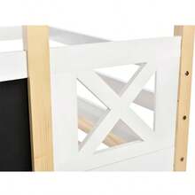 (=517234AAW) Children's Treehouse Bed With Slide & Ladder 90 X 200 Cm, Loft Bed For Children – 2x Slatted Base – Natural & White - White - View 11