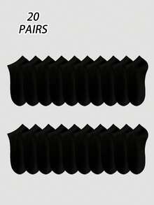 10/20/30 Pairs Black & White Simple Thin Breathable Summer Men's Loafer Socks, Non-Slip - Multicolor - View 12