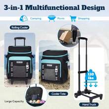 XGQINSMEER ielera con Ruedas 80 latas/50L Pble B Térmica Suave ielera Portatil de Grande Capacidad con Correa para Camping - 50LNegro - Ver 2