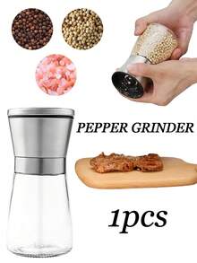 1pc Stainless Steel Sea Salt And Pepper Grinder,Adjustable Manual Salt Grinder With Roughness,Fits In Home,Kitchen,Barbecue - Multicolor - View 1