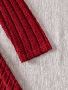 女士/女孩优雅简约针织高领长袖连衣裙，休闲百搭，秋冬季 - 紅色 - 查看 6