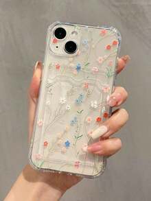 1pc Maroon Lily Flower Painted Matte Textured Full Coverage TPU Shockproof Stylish Phone Case Compatible With Apple 11 12 13 14 15 16 17 Pro Max,Valentine's Day,Shockproof And Drop-Resistant Phone Case - Kiểu 4 (1 chiếc) - Xem 1