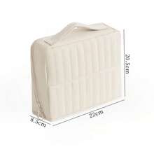 分格竖款化妆包 - 大容量旅行化妆品收纳包，多功能隔层设计，耐用面料和网状口袋，便携式桌面护肤品和化妆工具收纳盒，女士礼物，圣诞礼物，送给她的绝佳礼物，化妆间装饰 - 彩色 - 查看 14