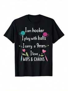 Tejido de ganchillo divertido|   Camiseta de Crochet Divertida - Negro - Ver 6