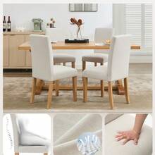 Juego de 2 Sillas de Comedor, Sillas de Cocina Acolchadas con Botones, Sillas de Comedor Tapizadas en Tela con Patas de Madera y Asiento Acolchado para Comedor, Cocina, Restaurante - Beige -2 piezas - Ver 5