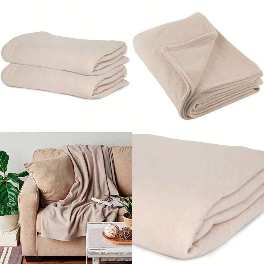 My Home Cobertor Polar Fleece (1 Pieza), Calidad Hotelera, Suave, Color Beige, Lavado Fácil ()(Individual) - Multicolor - Ver 1