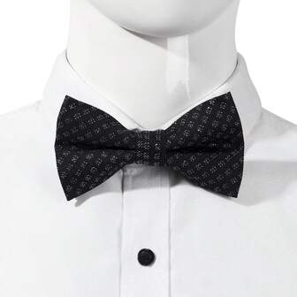 ربطة عنق سوداء من البوليستر الجاكار، التصميم الفضي يعكس لمعان ذاتي