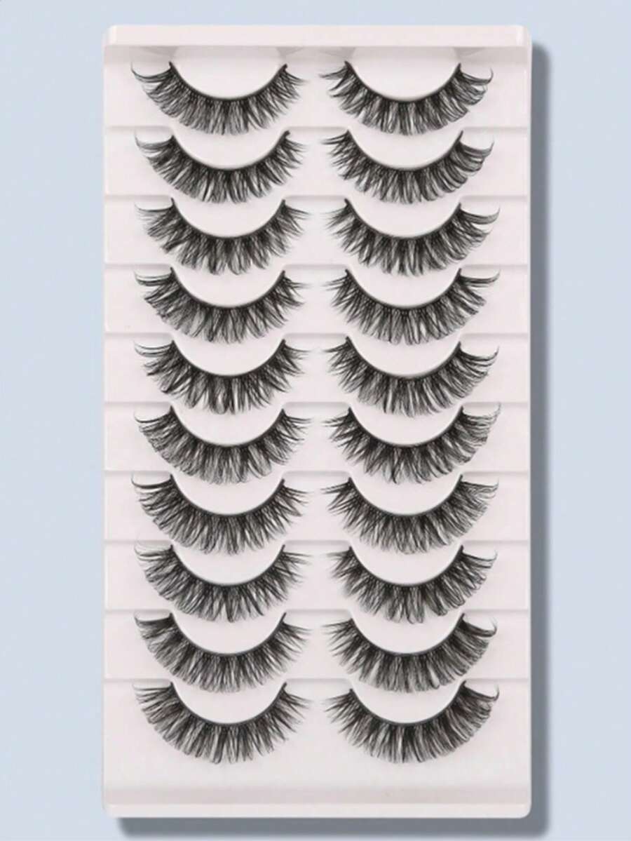 7 Pairs Of Black Curly Eyelashes With Fluffy, Curled, And Voluminous Style - Black - View 1