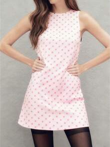 Women's Summer Mini Tank Dress Polka Dot Print Sleeveless Crew Neck Large Bow Decor A-Line Dress Cocktail Party Dress Christmas Valentines Day Outfit For Birthday Party - Hồng - Xem 3
