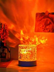 1 Peça Lâmpada de Atmosfera com Padrão de Onda Redonda, Luz Noturna LED de 16 Cores com Controle Remoto - Lâmpada de Projeção de Onda Artística, Alimentada por USB, Luz de Decoração Doméstica, Adequada como Presente de Natal, Aniversário e Comemoração para Amigos e Família - Multicolorido - Visão 2