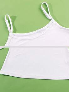 Women's Solid Color Camisole, Tight Fit Layering Camisole With Adjustable Straps - White - View 4
