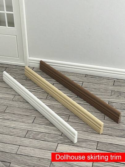 Dollhouse Plastic Baseboard Corner Trim Non-Wood Decorative Molding For Miniature House Wall-Floor Gap Sealing - Sharp Edges & Realistic Texture