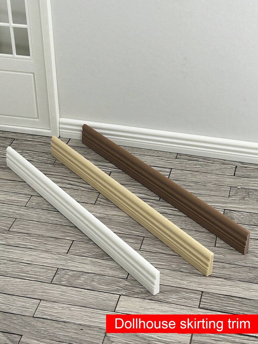 Dollhouse Plastic Baseboard Corner Trim Non-Wood Decorative Molding For Miniature House Wall-Floor Gap Sealing - Sharp Edges & Realistic Texture - Multicolor - View 1