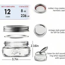 Jars 8 Oz 4 Pack Glass Canning Jars With Silver Airtight Lids And Band Small Mason Jars, Honey Canning, Jam Canning, Jelly Canning,With 1pc Spoon - 銀色透明 - 查看 5